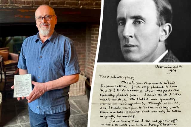 A handwritten letter J.R.R Tolkien wrote to an eight-year-old boy in Lancashireis set to fetch £20,000 at auction (Credit: SWNS)