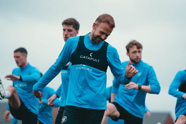 Jordan Rhodes in pre-season training (Credit: Blackpool FC)
