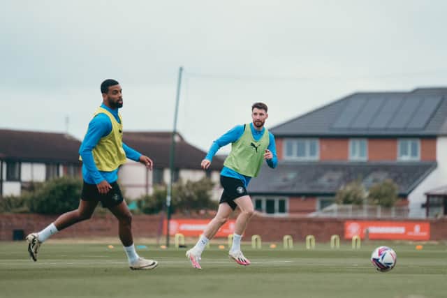 James Husband and CJ Hamilton in pre-season training (Credit: Blackpool FC)